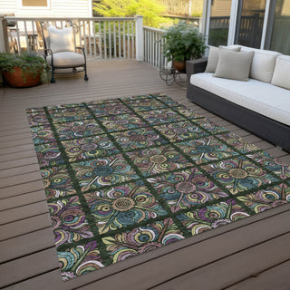 Piper Looms Chantille Medallions ACN852 Fern Machine Washable Area Rug Outdoor Lifestyle Image Feature