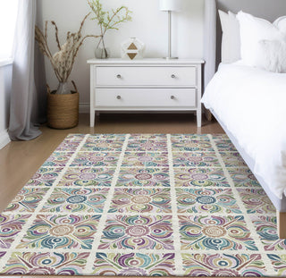 Piper Looms Chantille Medallions ACN852 Ivory Machine Washable Area Rug Lifestyle Image Feature