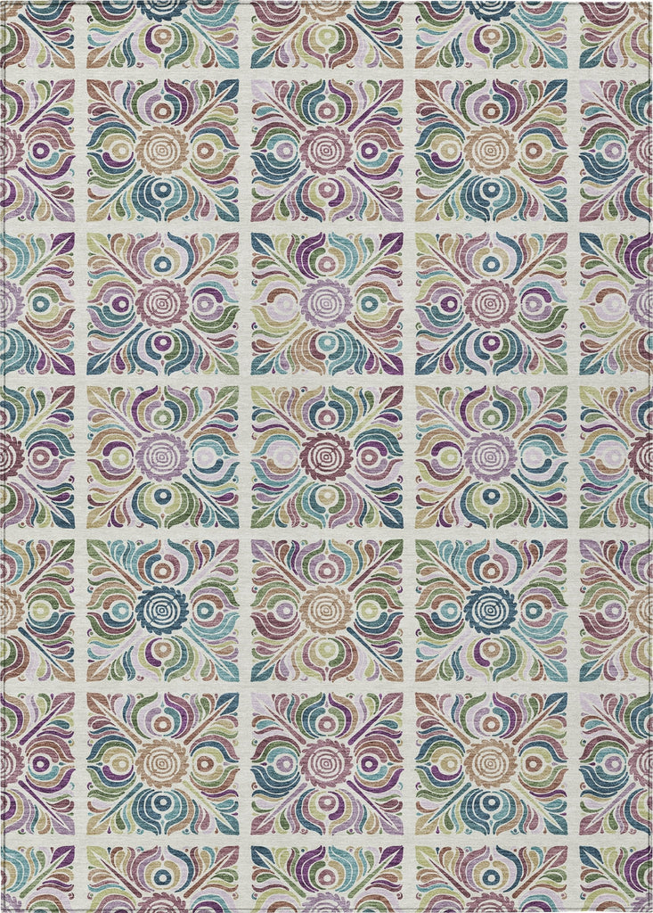 Piper Looms Chantille Medallions ACN852 Ivory Machine Washable Area Rug main image