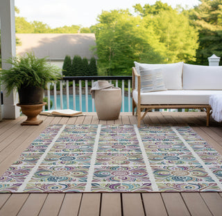 Piper Looms Chantille Medallions ACN852 Ivory Machine Washable Area Rug Outdoor Lifestyle Image Feature