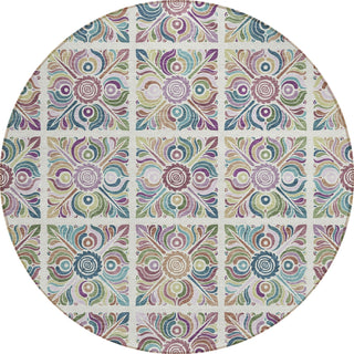 Piper Looms Chantille Medallions ACN852 Ivory Machine Washable Area Rug Round Main Image