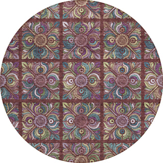 Piper Looms Chantille Medallions ACN852 Paprika Machine Washable Area Rug Round Main Image