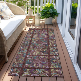 Piper Looms Chantille Medallions ACN852 Paprika Machine Washable Area Rug Runner Outdoor Lifestyle Image Feature