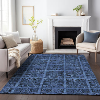 Piper Looms Chantille Medallions ACN853 Denim Machine Washable Area Rug Lifestyle Image Feature