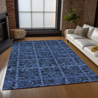 Piper Looms Chantille Medallions ACN853 Denim Machine Washable Area Rug Lifestyle Image Feature