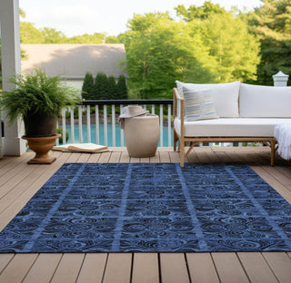 Piper Looms Chantille Medallions ACN853 Denim Machine Washable Area Rug Outdoor Lifestyle Image Feature