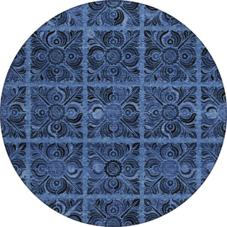 Piper Looms Chantille Medallions ACN853 Denim Machine Washable Area Rug Round Main Image