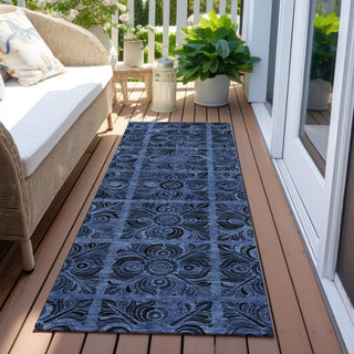 Piper Looms Chantille Medallions ACN853 Denim Machine Washable Area Rug Runner Outdoor Lifestyle Image Feature