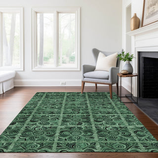 Piper Looms Chantille Medallions ACN853 Green Machine Washable Area Rug Lifestyle Image Feature