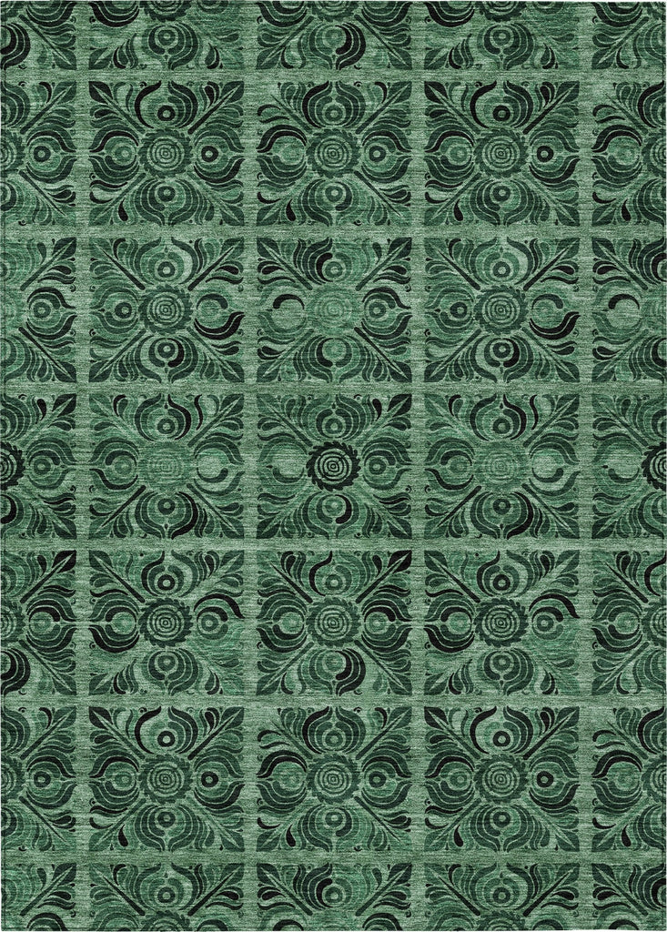 Piper Looms Chantille Medallions ACN853 Green Machine Washable Area Rug main image