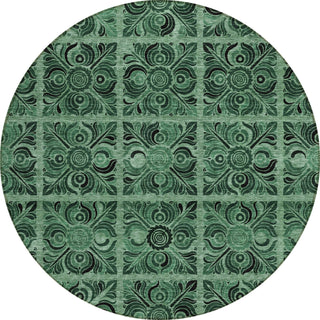 Piper Looms Chantille Medallions ACN853 Green Machine Washable Area Rug Round Main Image