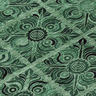 Piper Looms Chantille Medallions ACN853 Green Machine Washable Area Rug Swatch Image