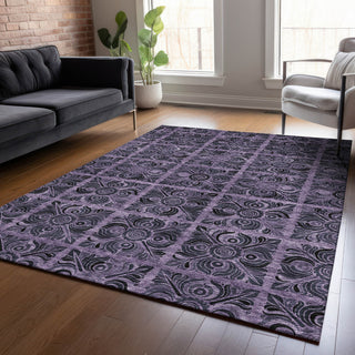 Piper Looms Chantille Medallions ACN853 Purple Machine Washable Area Rug Lifestyle Image Feature