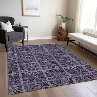 Piper Looms Chantille Medallions ACN853 Purple Machine Washable Area Rug Lifestyle Image Feature