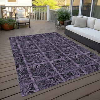 Piper Looms Chantille Medallions ACN853 Purple Machine Washable Area Rug Outdoor Lifestyle Image Feature