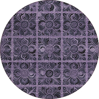 Piper Looms Chantille Medallions ACN853 Purple Machine Washable Area Rug Round Main Image