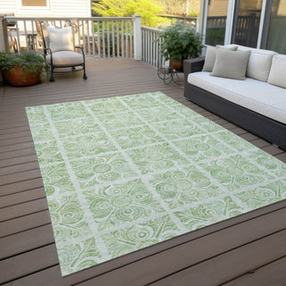 Piper Looms Chantille Medallions ACN854 Aloe Machine Washable Area Rug Outdoor Lifestyle Image Feature