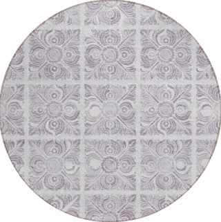 Piper Looms Chantille Medallions ACN854 Lavender Machine Washable Area Rug Round Main Image