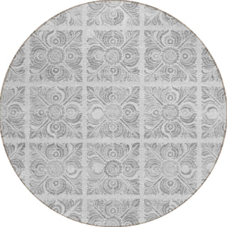 Piper Looms Chantille Medallions ACN854 Silver Machine Washable Area Rug Round Main Image