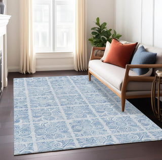 Piper Looms Chantille Medallions ACN854 Sky Machine Washable Area Rug Lifestyle Image Feature