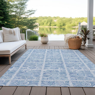 Piper Looms Chantille Medallions ACN854 Sky Machine Washable Area Rug Outdoor Lifestyle Image Feature