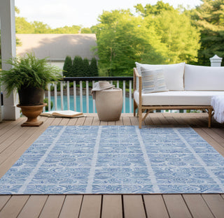 Piper Looms Chantille Medallions ACN854 Sky Machine Washable Area Rug Outdoor Lifestyle Image Feature