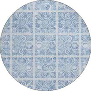 Piper Looms Chantille Medallions ACN854 Sky Machine Washable Area Rug Round Main Image