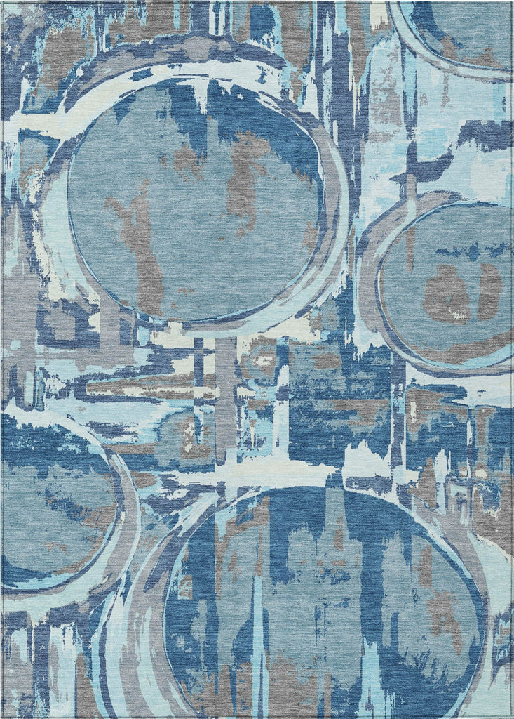 Piper Looms Chantille Geometric ACN855 Blue Machine Washable Area Rug main image