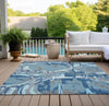 Piper Looms Chantille Geometric ACN855 Blue Machine Washable Area Rug Outdoor Lifestyle Image Feature