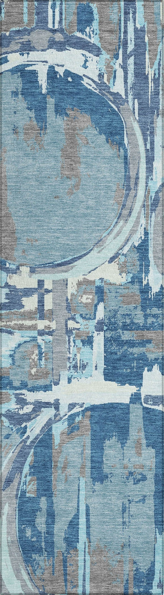 Piper Looms Chantille Geometric ACN855 Blue Machine Washable Area Rug Runner Main Image