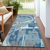 Piper Looms Chantille Geometric ACN855 Blue Machine Washable Area Rug Runner Outdoor Lifestyle Image Feature