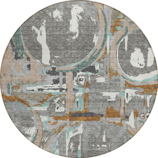 Piper Looms Chantille Geometric ACN855 Gray Machine Washable Area Rug Round Main Image