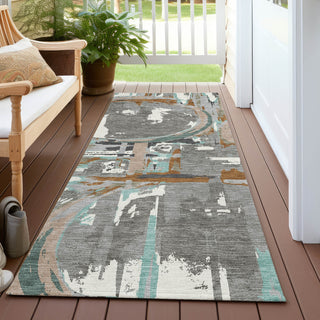Piper Looms Chantille Geometric ACN855 Gray Machine Washable Area Rug Runner Outdoor Lifestyle Image Feature