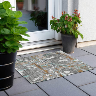 Piper Looms Chantille Geometric ACN855 Gray Machine Washable Area Rug Scatter Outdoor Lifestyle Image Feature