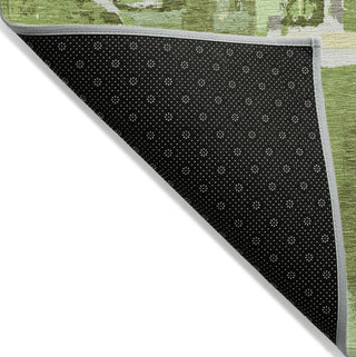 Piper Looms Chantille Geometric ACN855 Green Machine Washable Area Rug Backing Image