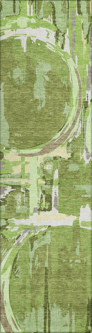 Piper Looms Chantille Geometric ACN855 Green Machine Washable Area Rug Runner Main Image