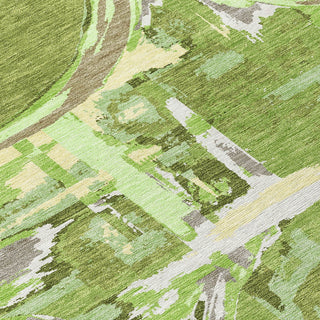 Piper Looms Chantille Geometric ACN855 Green Machine Washable Area Rug Swatch Image