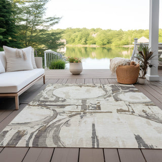 Piper Looms Chantille Geometric ACN855 Ivory Machine Washable Area Rug Outdoor Lifestyle Image Feature