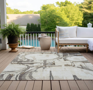 Piper Looms Chantille Geometric ACN855 Ivory Machine Washable Area Rug Outdoor Lifestyle Image Feature