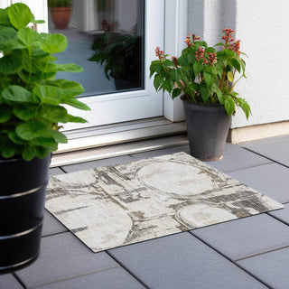 Piper Looms Chantille Geometric ACN855 Ivory Machine Washable Area Rug Scatter Outdoor Lifestyle Image Feature