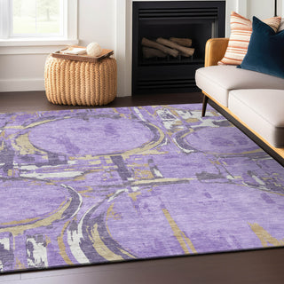 Piper Looms Chantille Geometric ACN855 Lavender Machine Washable Area Rug Lifestyle Image Feature
