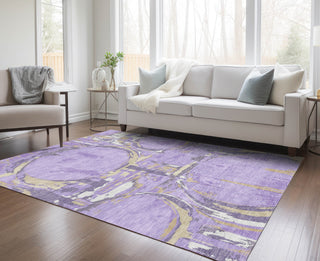 Piper Looms Chantille Geometric ACN855 Lavender Machine Washable Area Rug Lifestyle Image Feature