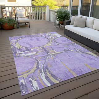Piper Looms Chantille Geometric ACN855 Lavender Machine Washable Area Rug Outdoor Lifestyle Image Feature