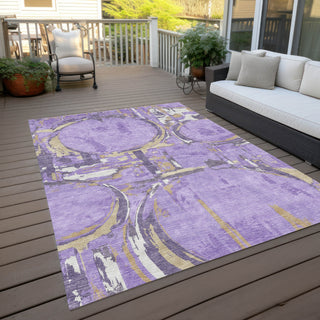 Piper Looms Chantille Geometric ACN855 Lavender Machine Washable Area Rug Outdoor Lifestyle Image Feature