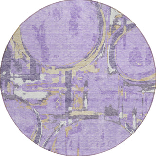 Piper Looms Chantille Geometric ACN855 Lavender Machine Washable Area Rug Round Main Image