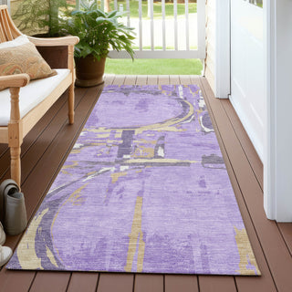 Piper Looms Chantille Geometric ACN855 Lavender Machine Washable Area Rug Runner Outdoor Lifestyle Image Feature