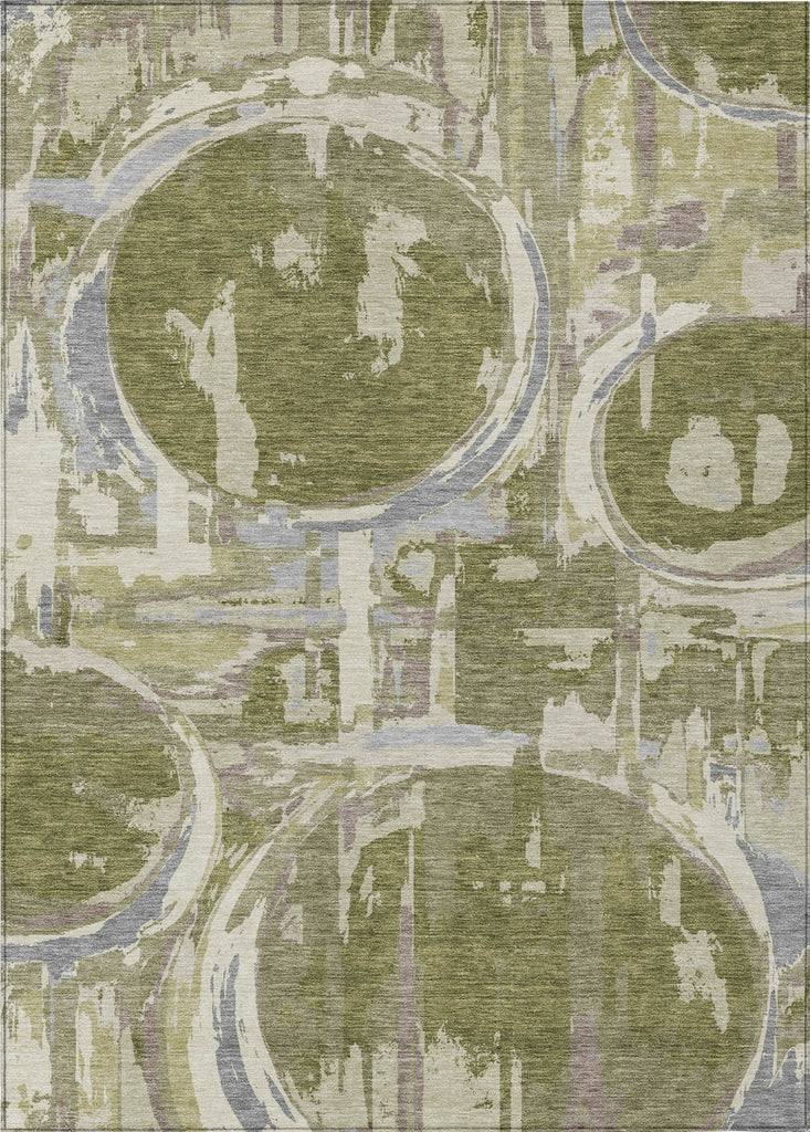 Piper Looms Chantille Geometric ACN855 Olive Machine Washable Area Rug main image