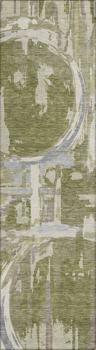 Piper Looms Chantille Geometric ACN855 Olive Machine Washable Area Rug Runner Main Image