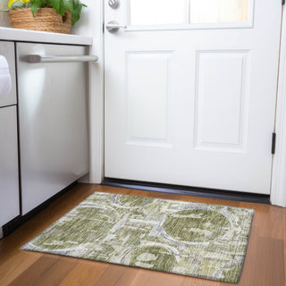 Piper Looms Chantille Geometric ACN855 Olive Machine Washable Area Rug Scatter Lifestyle Image Feature