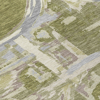 Piper Looms Chantille Geometric ACN855 Olive Machine Washable Area Rug Swatch Image